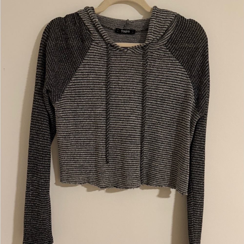 Toska Black and Gray Striped Hoodie
